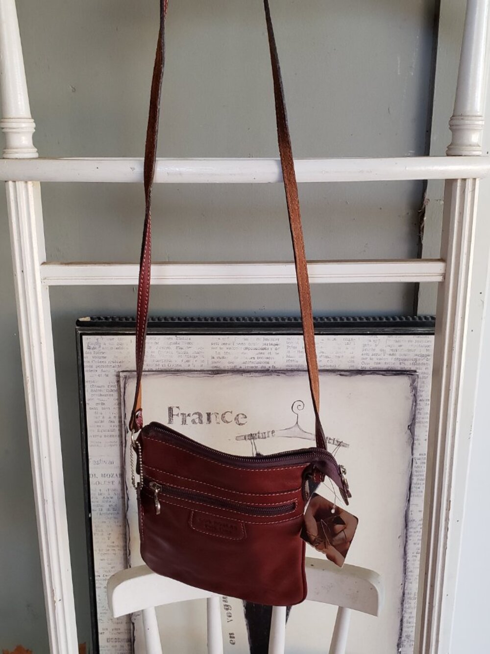 BNWT LOS ROBLES Polo Time leather crossbody (OS) cognac brown - Picture 2 of 6